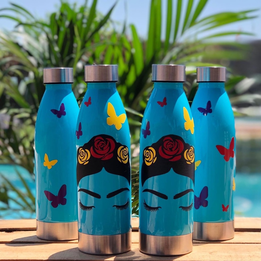 Frida Kahlo  Lightweight Teal Water Bottle 22oz